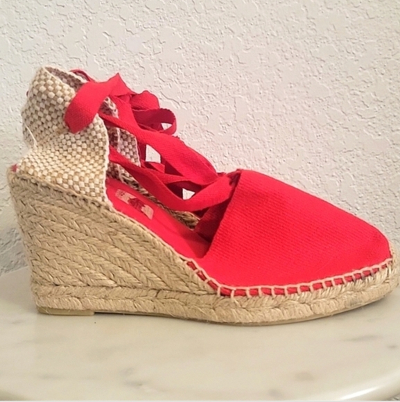 Red Espadrilles Lobo Made In Spain US 6.5 NWOT - Picture 1 of 11